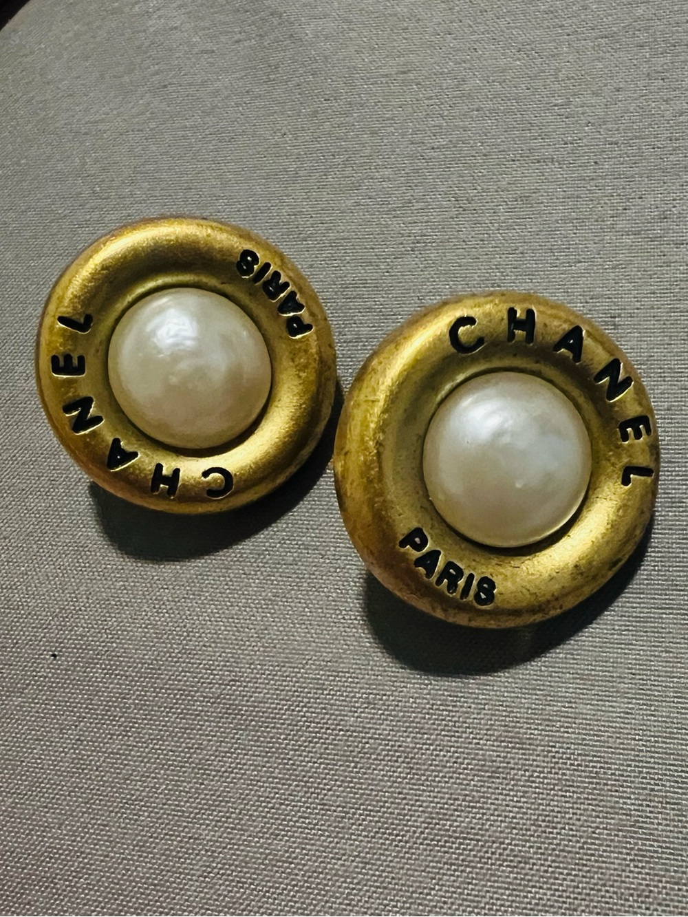 Vintage Chanel Paris Faux Pearl Clip-On Earrings